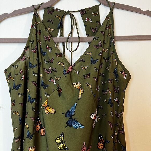 Abercrombie & Fitch Green Butterfly V-neck Strappy Mini Slip Dress Sz S - Picture 3 of 13